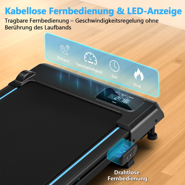Walking Pad, VANNECT Laufband für Zuhause mit Steigung, 1-10 km/h Walking Machine mit LED-Anzeige, F