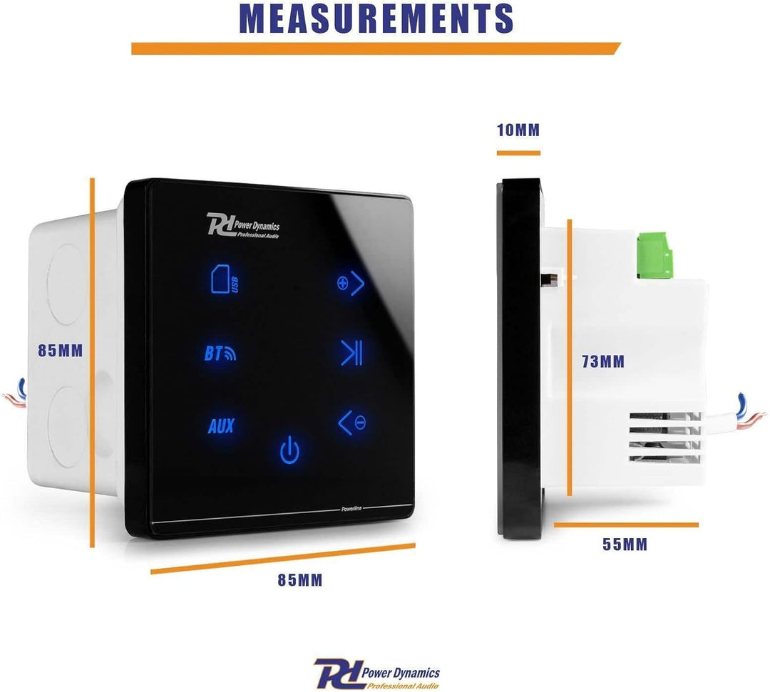 Power Dynamics Powerline A100B - Audio Verstärker Wandmontage, Audio Steuerung für Zuhause, Stereove