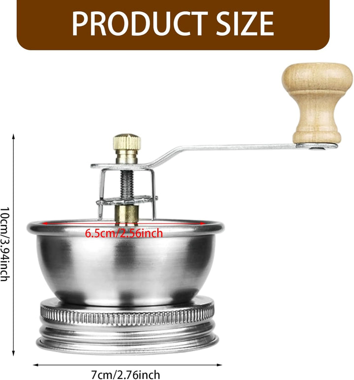 Manuelle Kaffeemühle, tragbar, robust, aus Edelstahl, speicherbar, Kaffeebohnenmühle für den Heimgeb
