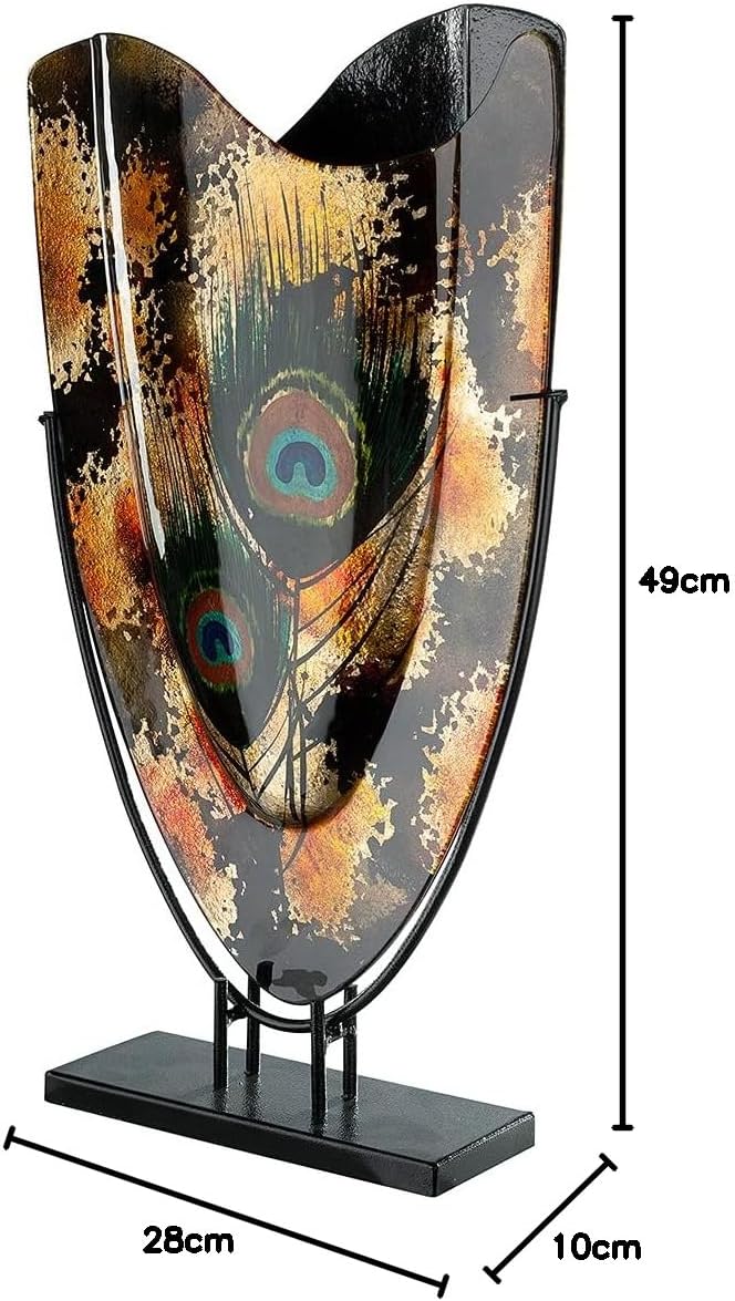 GILDE GLAS art Glasvase mit Ständer - Deko Wohnzimmer - handbemalt H 47 cm Höhe 47 cm 0_braun_goldfa