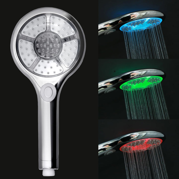 Duschkopf LED 3 Farben, 3 Duschmodi Duschkopf LED Farbwechsel Temperatur, 12.5CM Handbrause Duschkop