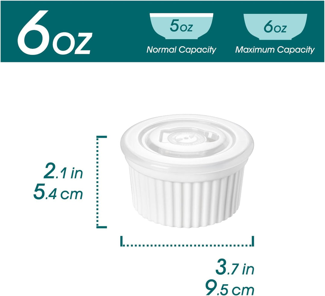 vancasso RAMEKINS 200ml Soufflé Förmchen Set von 6, Ø9,5cm Creme Brulee Schälchen Backofen sicher, P
