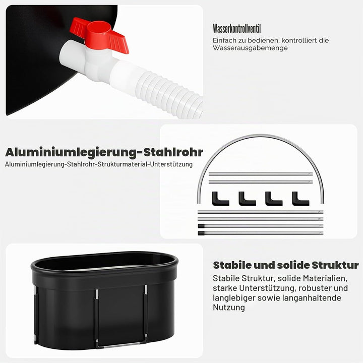 Premium 120 cm ovales Eisbad, Mobile Faltbare Badewanne, Eisbad-Kaltwasserbad für die Erholung im Fr
