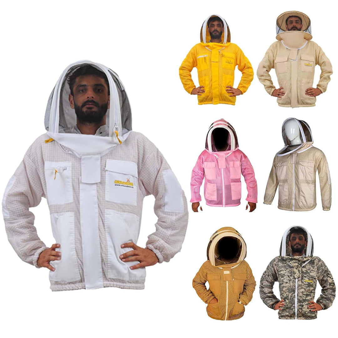 URBANSBEE Beekeeping Jacket 3-Layer Round Hat Pattern Vented Mask Beekeeping Jacket Protection for B