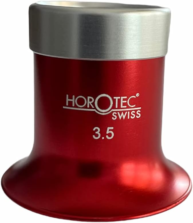 Horotec MSA 00.031-3 Uhrmacherlupe aus Aluminium rot eloxiert mit Schraubring x3,5