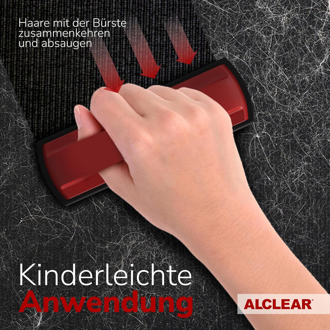 ALCLEAR 9519 Tierhaarbürste zur Entfernung von Tierhaaren auf Fahrzeugpolstern und Teppichen rot, ro