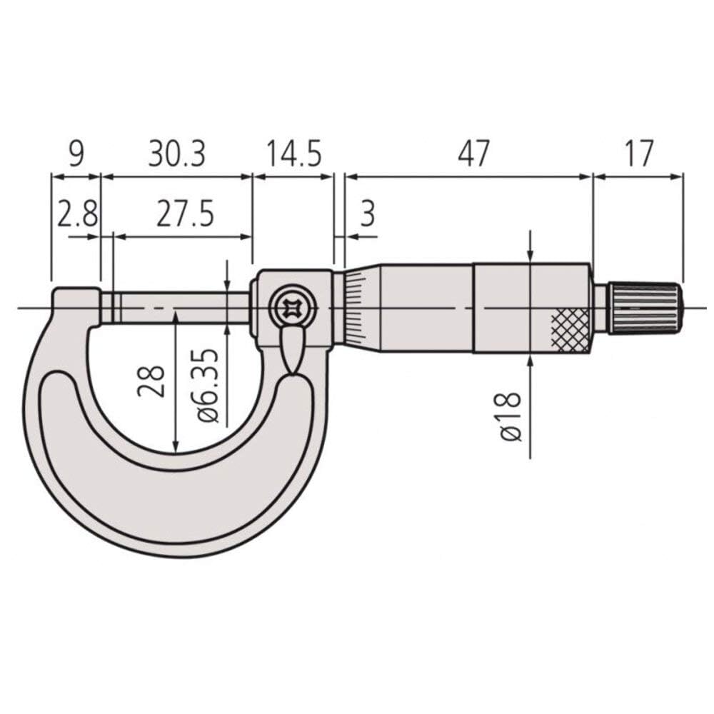 Mitutoyo Mikrometer, 0–25 mm Reichweite, MIT103-137 25 mm, 25 mm