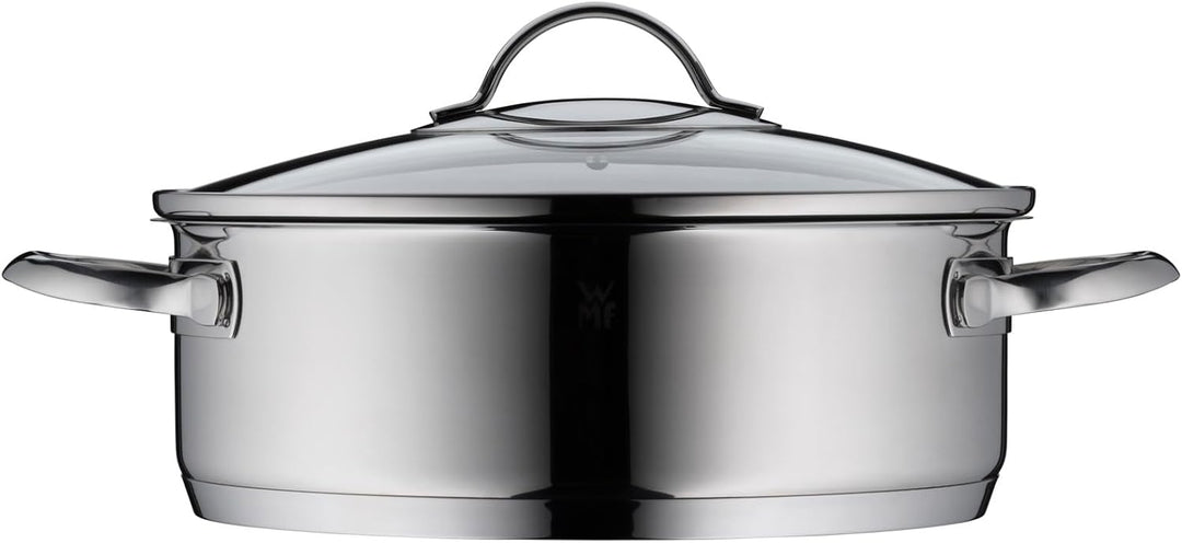 WMF Devil Schmorpfanne 24cm Induktion, Bräter, Schmortopf mit Deckel 5l, Cromargan Edelstahl beschic