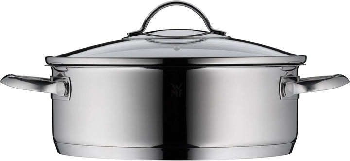 WMF Devil Schmorpfanne 24cm Induktion, Bräter, Schmortopf mit Deckel 5l, Cromargan Edelstahl beschic