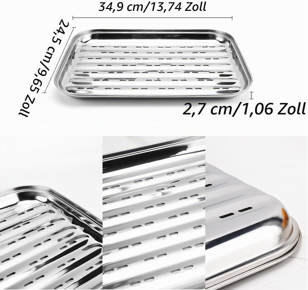 2 Stück BBQ Grillschalen Aus Edelstahl Grillschale Grillschale Edelstahl Grillkorb Wiederverwendbare