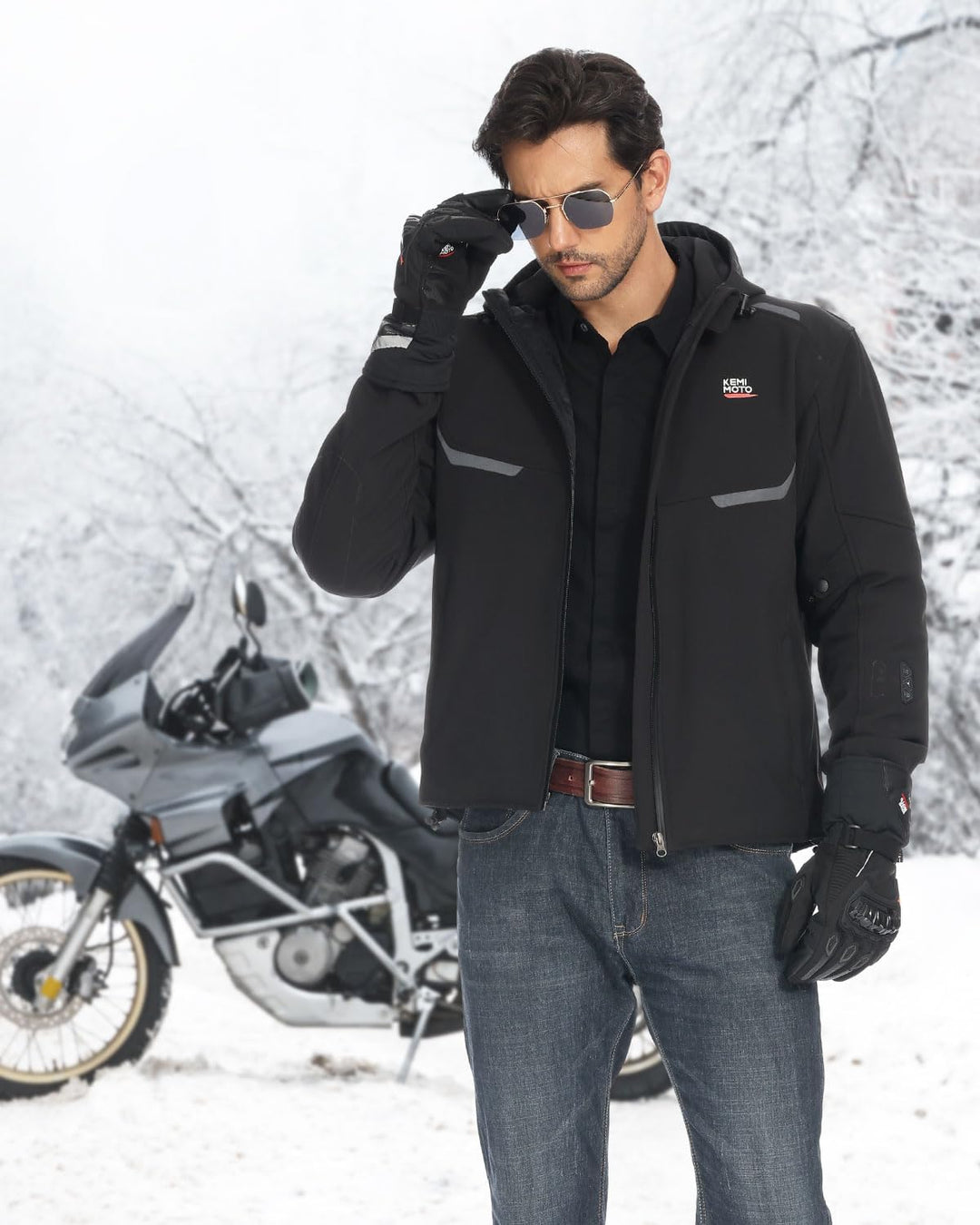 ISSYZONE Winter Motorradhandschuhe, Motorrad Handschuhe Winter, geprüfte Motorradhandschuhe Herren,