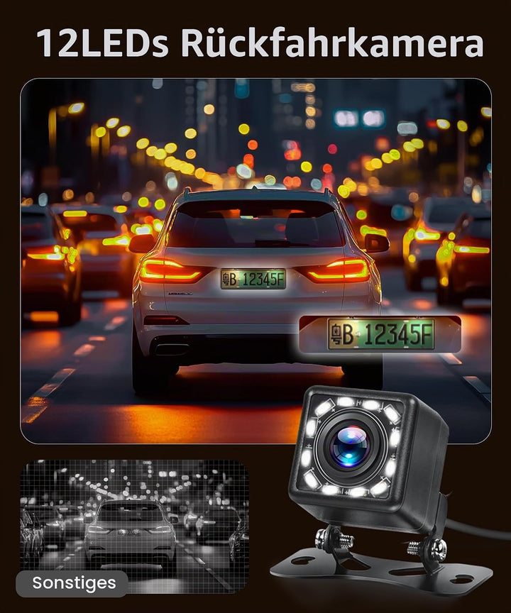 HD 4.3 Zoll Rückfahrkamera Kit mit Kameras, Rückfahrkamera mit IP68 Wasserdicht Nachtsicht Superweit