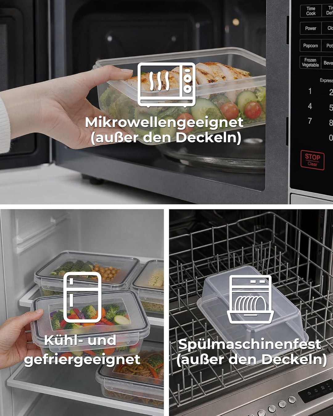 Frischhaltedosen mit Deckel - BPA-frei, Auslaufsicher, Meal Prep Boxen, spülmaschinenfest, gefrier-