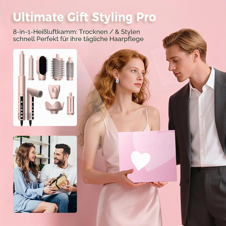 Pro Hairstyler 8 in 1 Set - 1400w Ionen Haartrockner Mit Diffusor | 110000 U/Min Airstyler Haarstyle