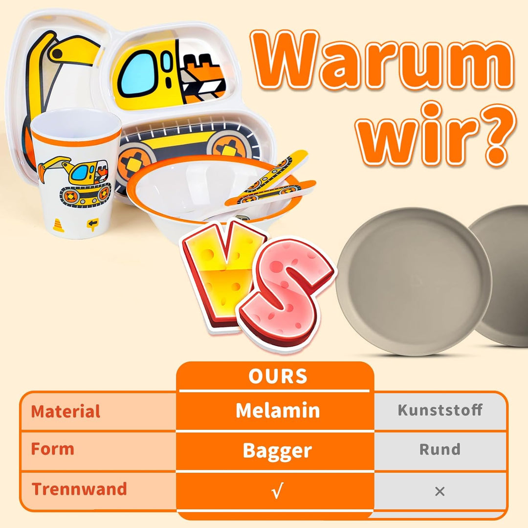Lehoo Castle Kindergeschirr, Kindergeschirr Set inklusive Kinderteller, Becher, Schälchen, Löffel, G