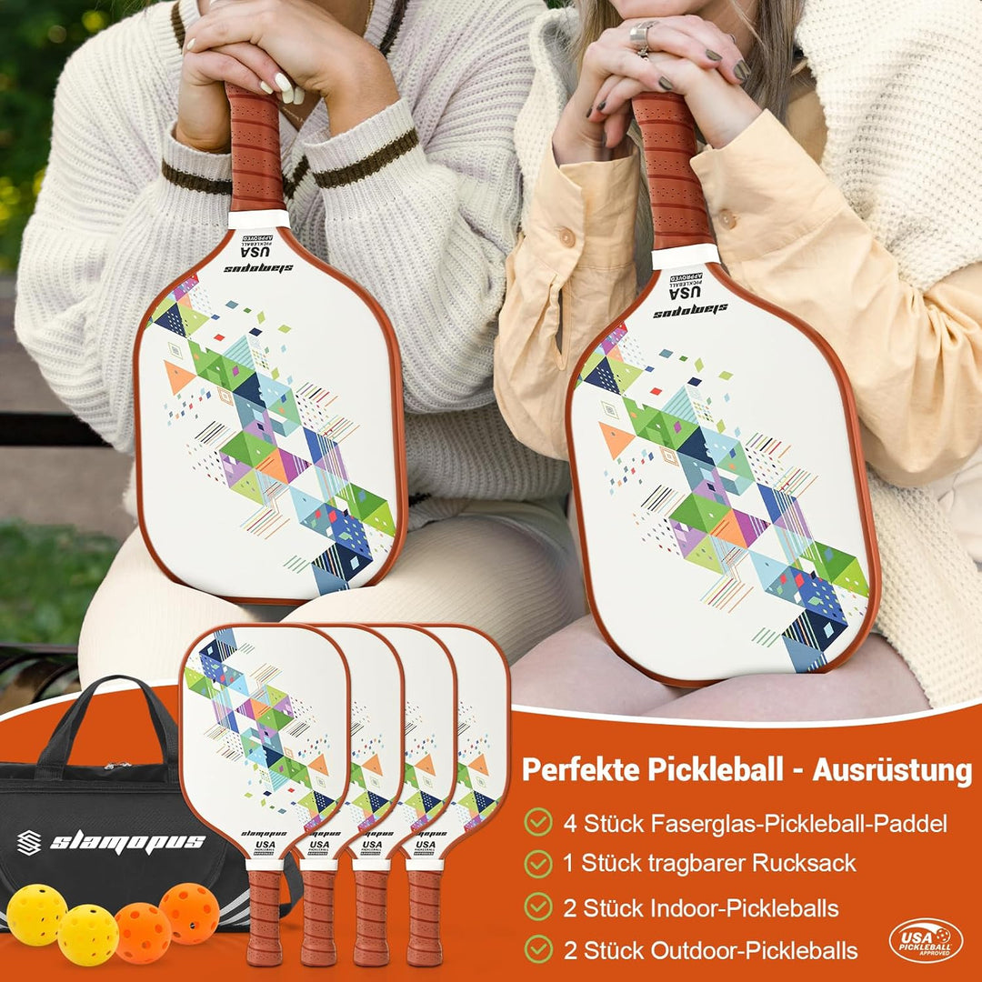 Pickleball-Schläger | Pickle-Ball Set mit 4 | Graphit- und Glasfasern Pickle Ball Schläger | enthält