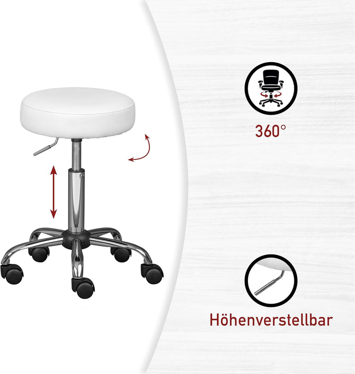Inter Link – Drehhocker auf Rollen – Höhenverstellbar 50 – 66 cm– Rollhocker – Arbeitshocker – Sitzh