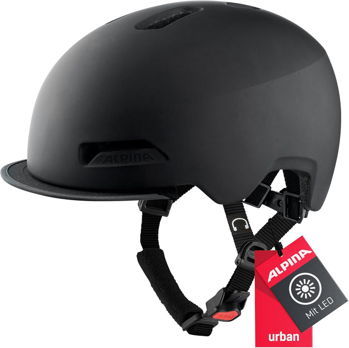 ALPINA BROOKLYN - Beleuchteter, Robuster und Komfortabler Urban Fahrradhelm Mit LED-Licht Für Erwach