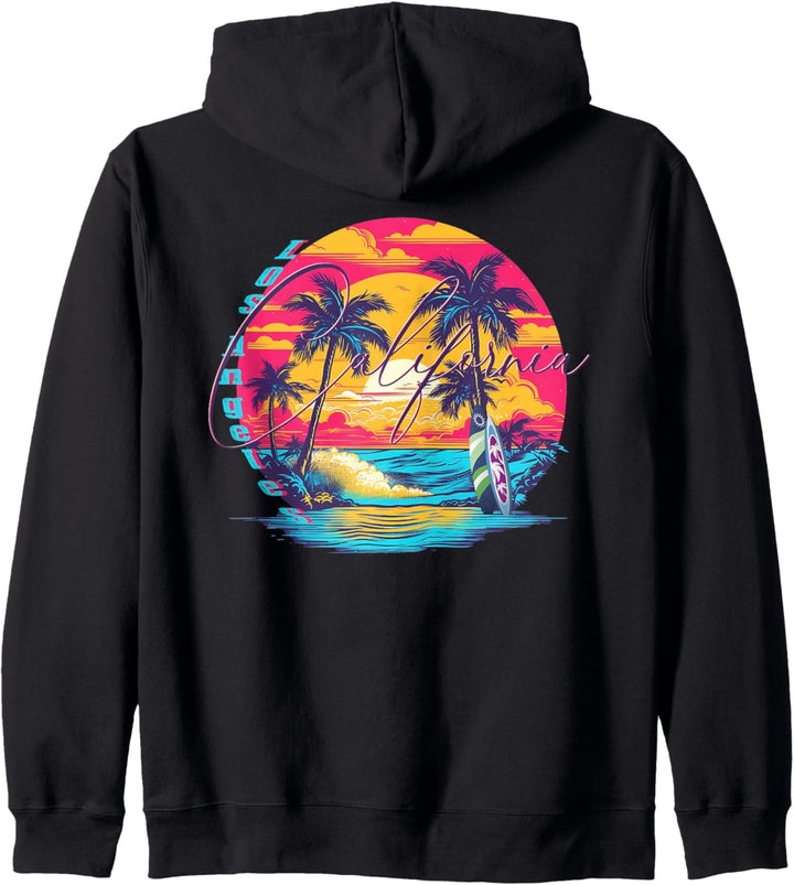Los Angeles California Beach, Surfer Retro Rückendruck Kapuzenjacke