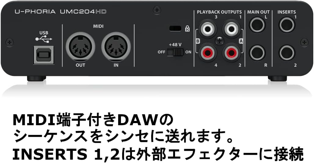 Behringer UMC204HD Audiophiles 2x4, 24-Bit/192 kHz USB-Audio/MIDI-Interface mit Midas-Mikrofonvorver