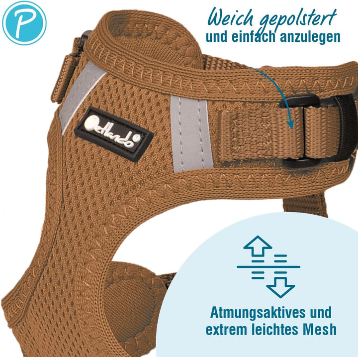 Petlando Hundegeschirr Mesh Vest, leichtes Brustgeschirr aus weichem Mesh & Nylon, stufenlos verstel