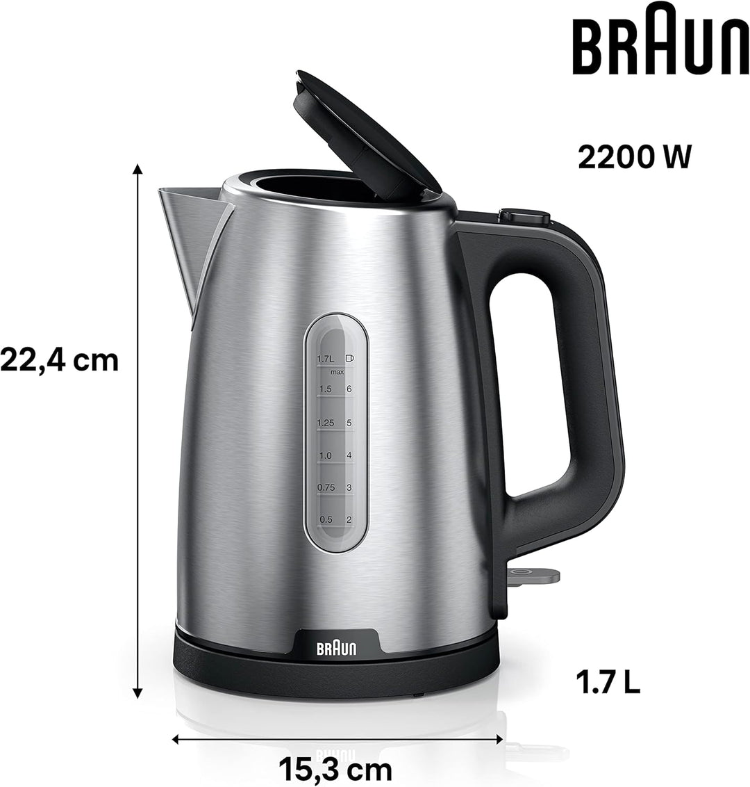 Braun PurShine Wasserkocher WK1500 BK – Teekocher mit 360° Basis, Abschaltautomatik, 1,7 L Füllmenge