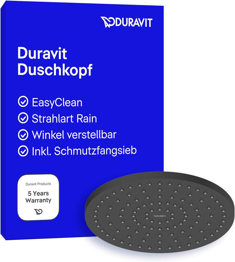 Duravit Universal Duschkopf, Duschbrause mit Strahlart Rain, Duscharmatur rund (Ø 250 mm), Kopfbraus