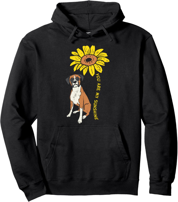 Sunflower Sunshine Boxer Animal Pet Dog Women Girls Gift Pullover Hoodie