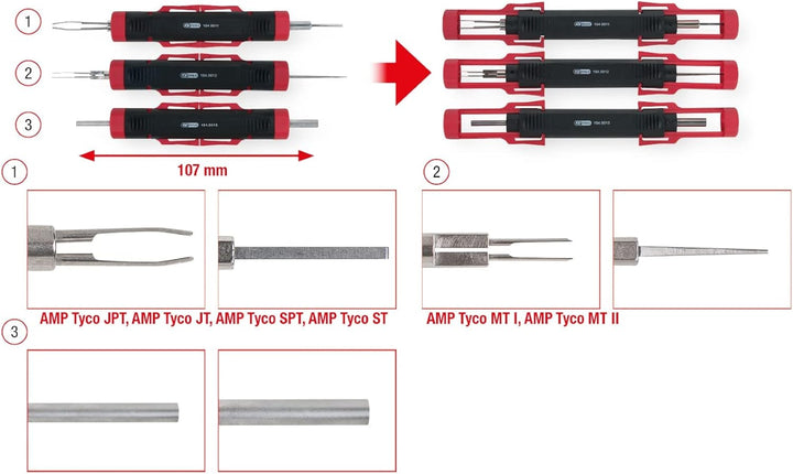 KS Tools 154.0015 Universal Kabel-Entriegelungswerkzeug-Satz, 3-teilig