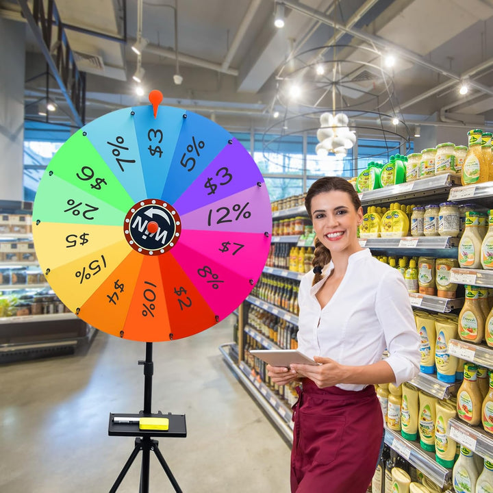 Glücksrad zum Drehen Gross Mehrzweck Höhenverstellbar 100cm-200cm Gluecksrad Gluecksrad 14 Farben Dr
