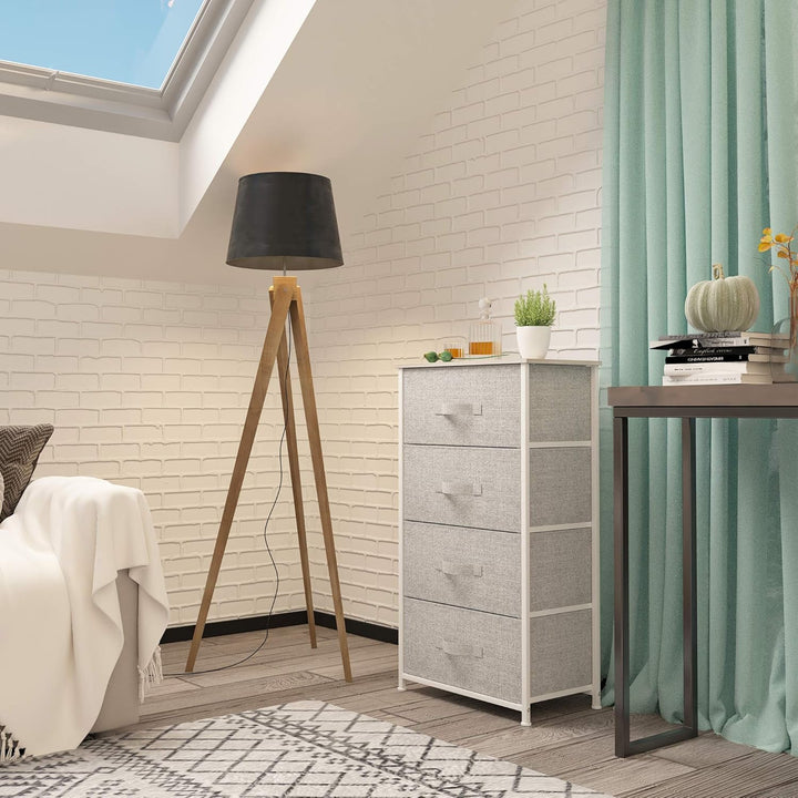 YITAHOME kommode Schmal, Schrank mit 4 Schubladen aus Stoff, Aufbewahrungskommode Modernen Stil für