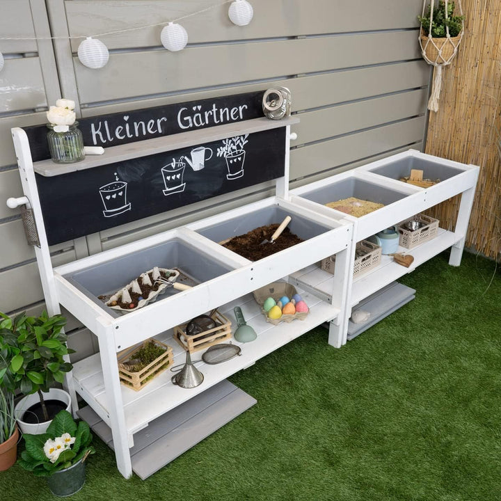 Meppi Matschküche Outdoorküche - Kleiner Gärtner Flexi - Weiss/grau aus Holz