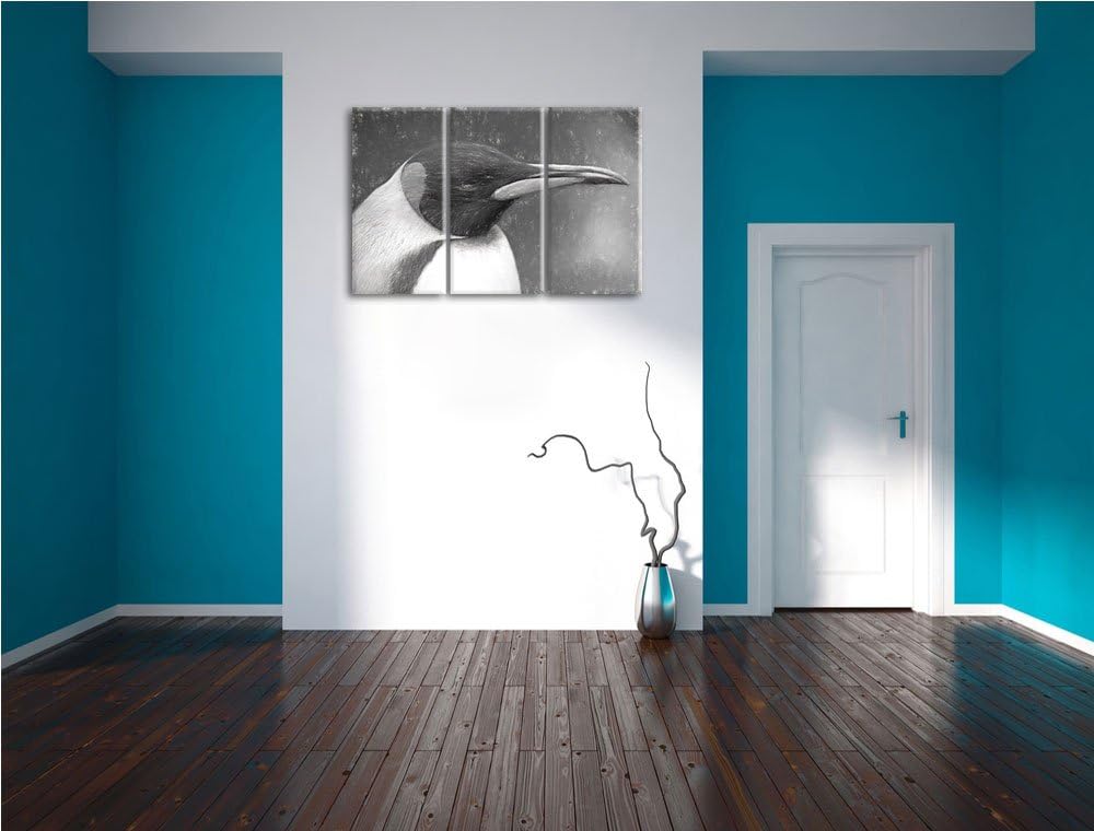 Kaiserpinguin im Profil Spezial 3-Teiler Leinwandbild 120x80 Bild auf Leinwand, XXL riesige Bilder f