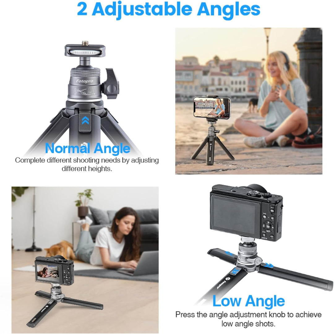 Fotopro Desktop-Stativ Alle Metallmaterialien Aluminiumlegierung 360-Grad-Kugelkopf 1/4 Zoll Schraub