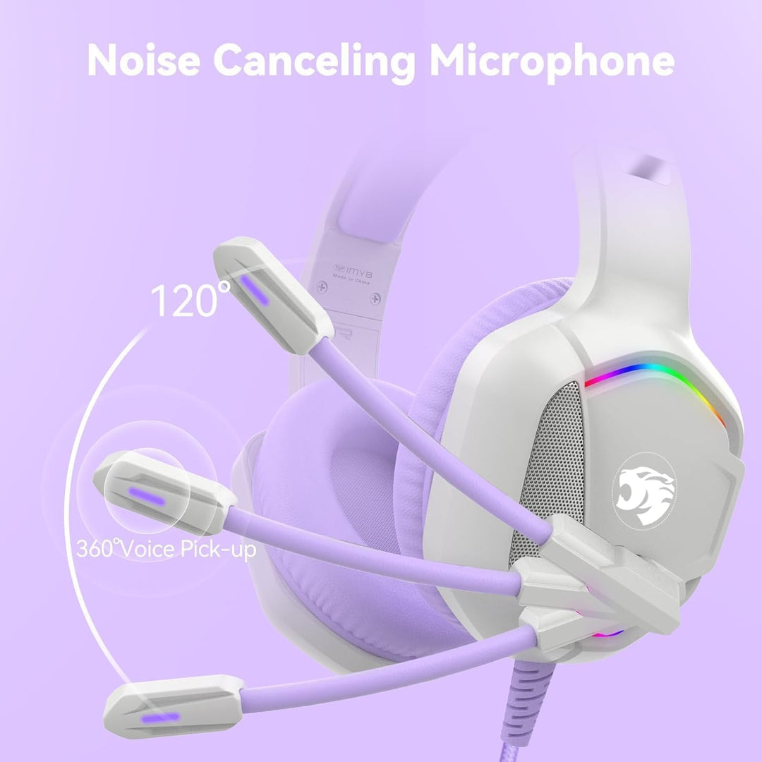 IMYB Gaming Headset mit Katzenohren abnehmbaren, RGB-Licht, Stereo Surround Noise Cancelling, Mikrof