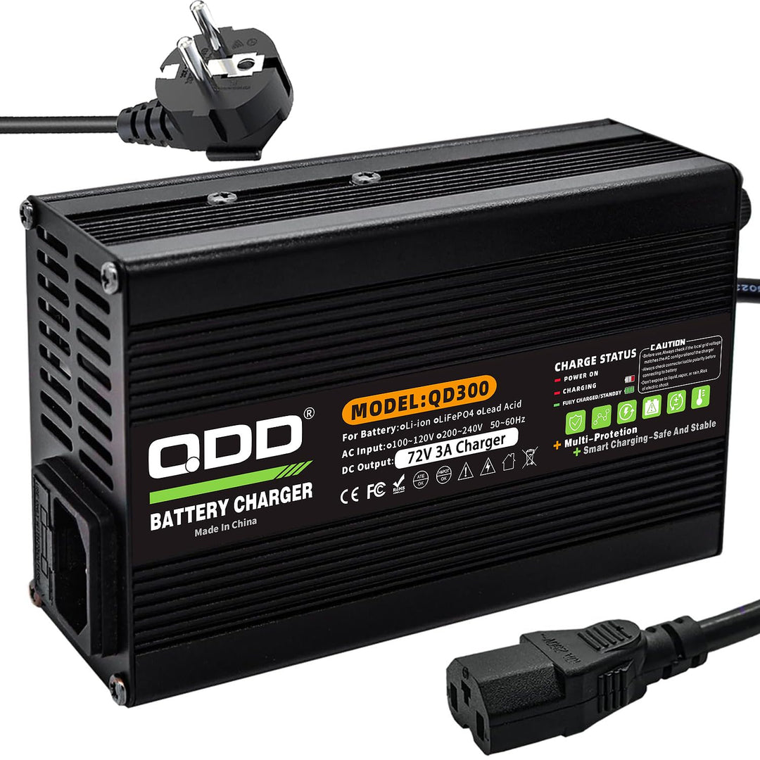 QDD 72 V 3 A Blei-Säure-Ladegerät, 72 Volt 3 Ampere, 15 Ah, 20 Ah, 25 Ah, 30 Ah, Batterieladegerät f
