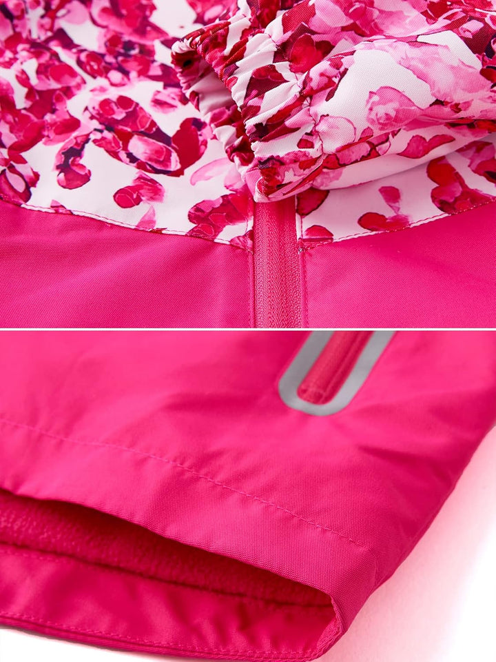 SERENYOU Mädchen Übergangsjacke Gefütterte Regenjacke mit Abtrennbare Kapuze 150 Stil 5, 150 Stil 5
