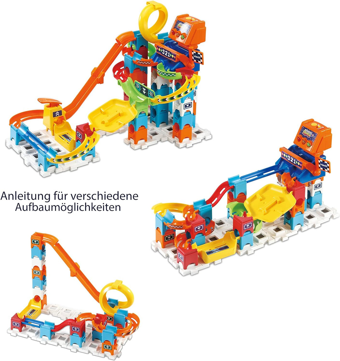 VTech Marble Rush - Racing Set M200 E – Interaktives Kugelbahn-Set mit Licht und Sound, spannenden B