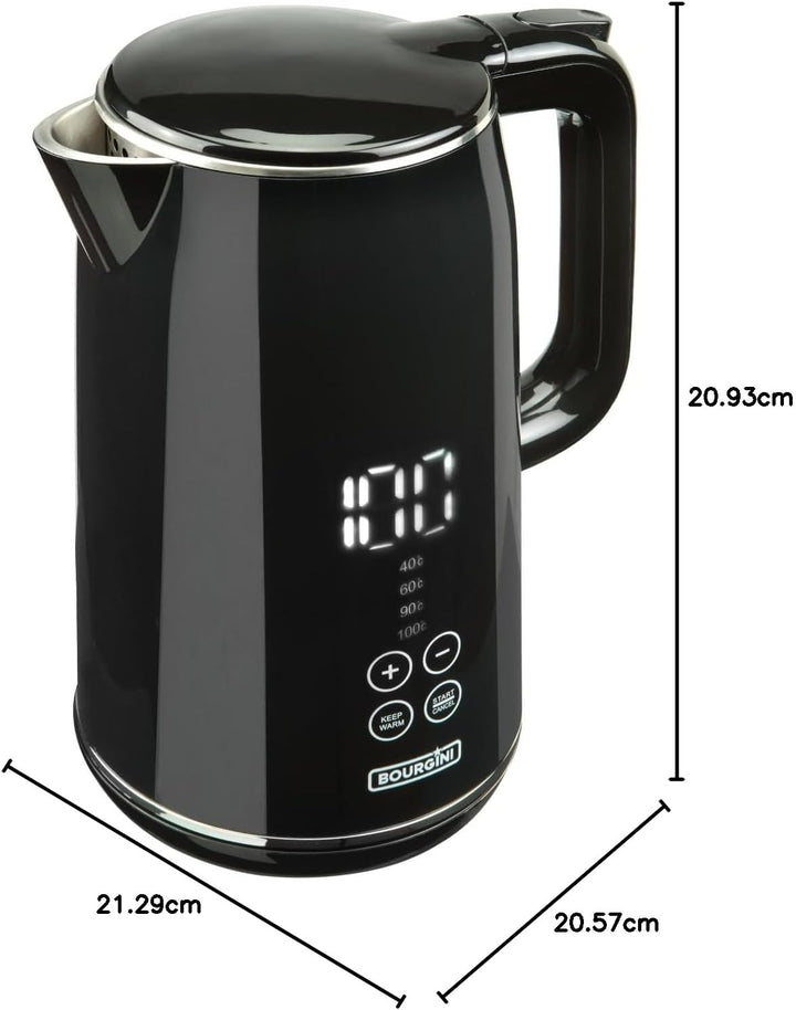 Bourgini Cool Touch - Digitaler wasserkocher Schwarz - wasserkocher mit temperatureinstellung - 1,7