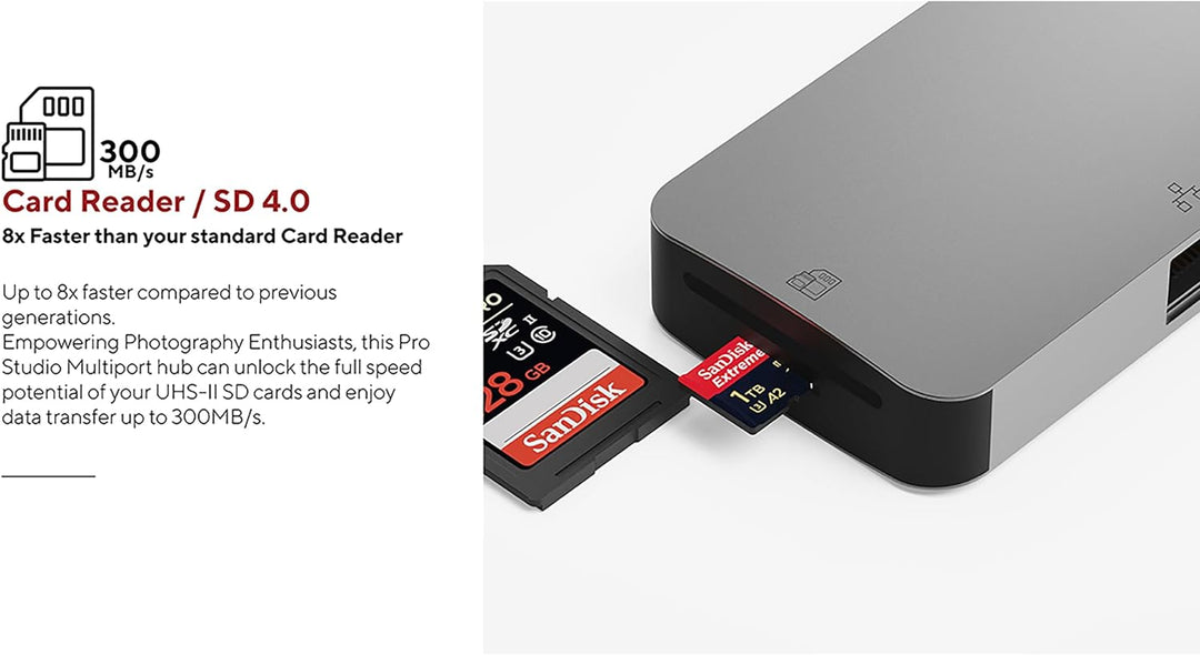LINQ Connects 9in1 Pro Studio USB-C 10Gbit / s Multiport Hub mit Stromversorgung, 4K HDMI, NVME M2 S