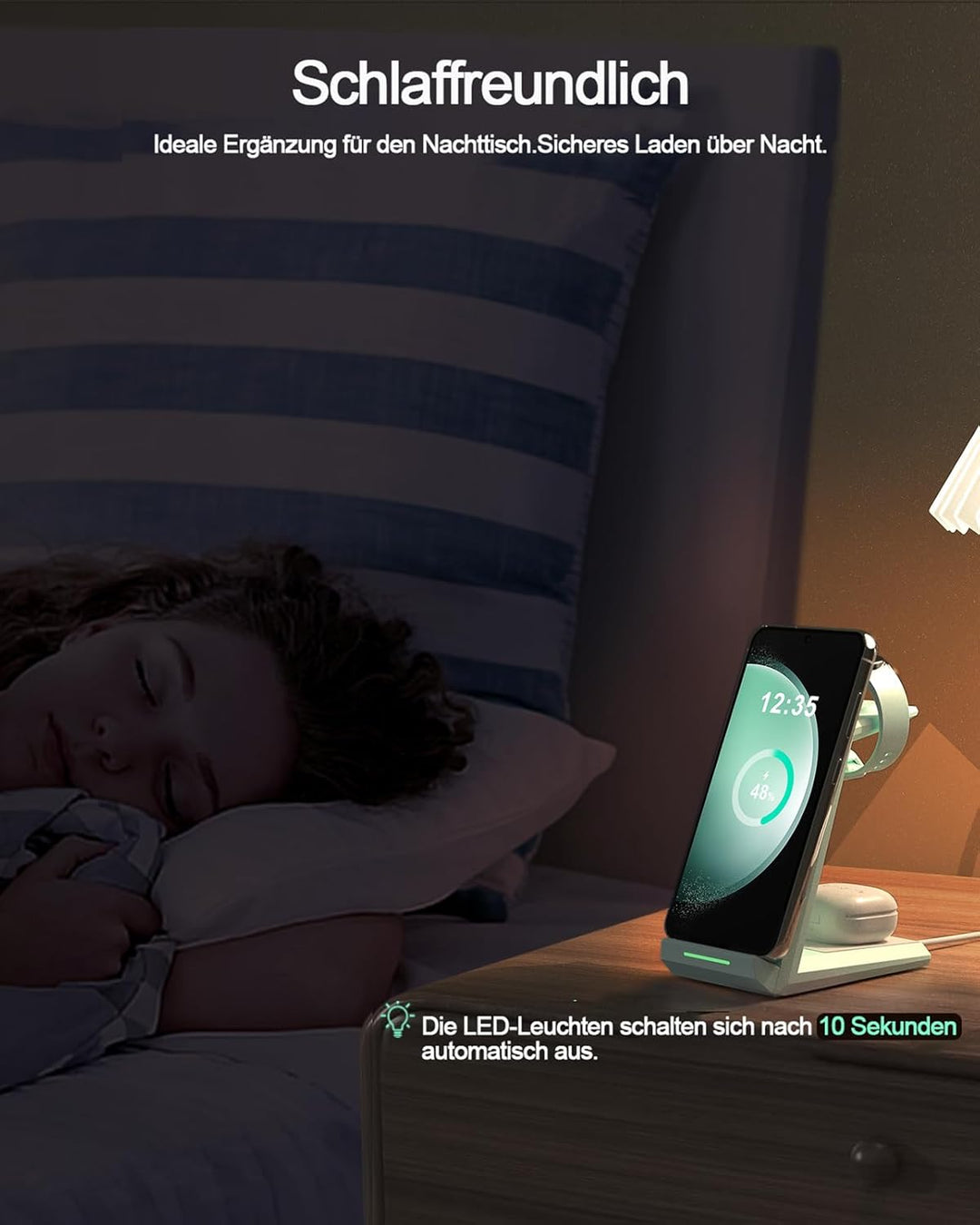 Induktive Ladestation für Samsung，ADADPU Kabelloses Ladegerät 3 in 1 Kompatibel für Galaxy Watch 8/7
