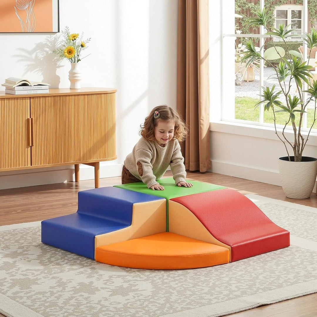 JungleDove 4-Pieces Climbing Toys for Toddlers: PU Leather Soft Play Set - Foam Climbing Blocks for