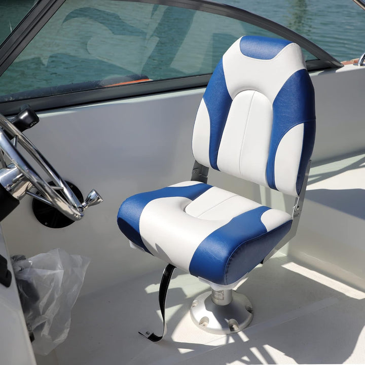 SUNDGORA Deluxe Marine Klappbarer Bootssitz mit hoher Rückenlehne, Edelstahlschrauben im Lieferumfan