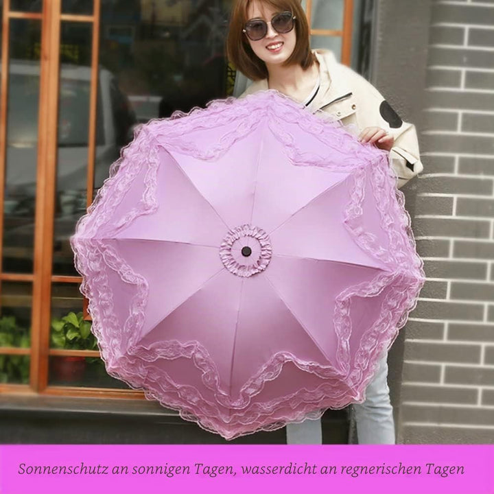WANLIAN Prinzessin Spitze Vintage Spitze UV Sonnenschirm Faltbarer 3D Blume Stickerei Regenschirm 3