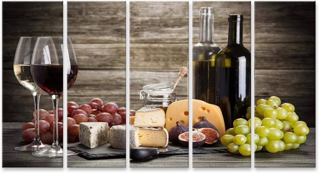 islandburner Bild auf Leinwand Wein Käse Stillleben Vor Holzwand Bilder Wandbilder Poster Leinwand 1