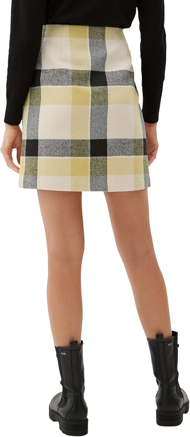 s.Oliver Damen Karierter Minirock mit Wolle 44 Beige 81n4, 44 Beige 81n4