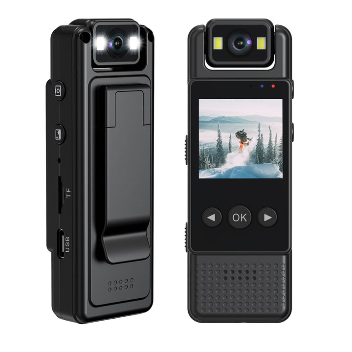 1080P Körperkamera,POV Camera Tragbare Mini Kamera Mini Überwachungskamera mit 180° drehbarem Objekt