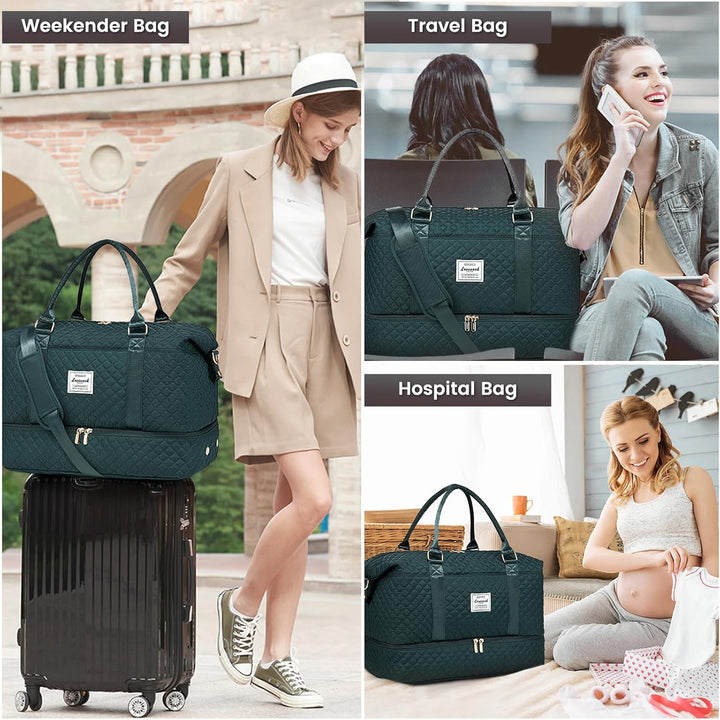 LOVEVOOK Reisetasche Sporttasche Damen Gross Weekender Travel Duffle Bag mit Kosmetiktasche Handgepä