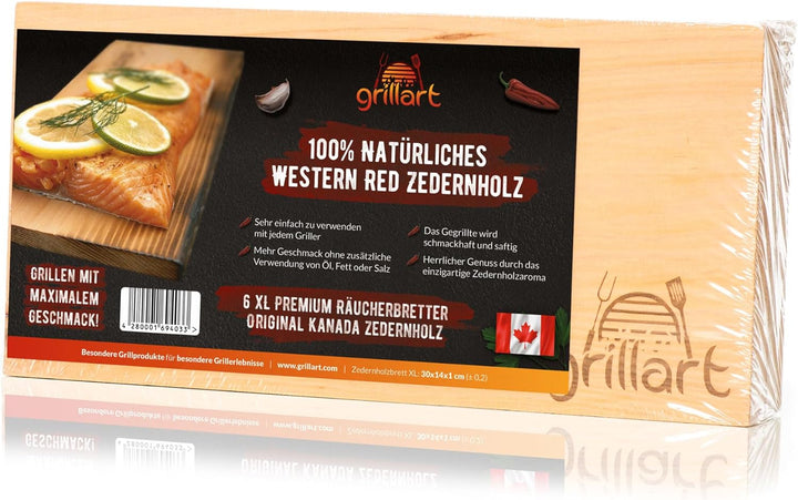 6 Pack XL Grillbretter - Zedernholzbrett zum Grillen - Räucherbretter aus Zedernholz von grillart® h