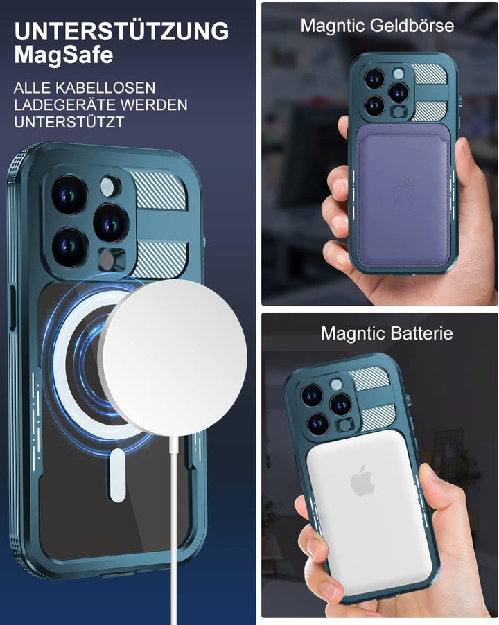 WIFORT für iPhone 14 Pro Wasserdicht Hülle mit Magsafe - 360 Grad Schutzhülle Outdoor Handyhülle IP6